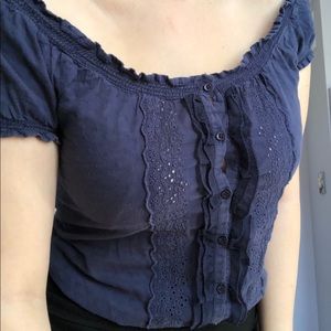 Navy Blue Embroidered top